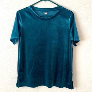 Dark Turquoise velvet shirt - S